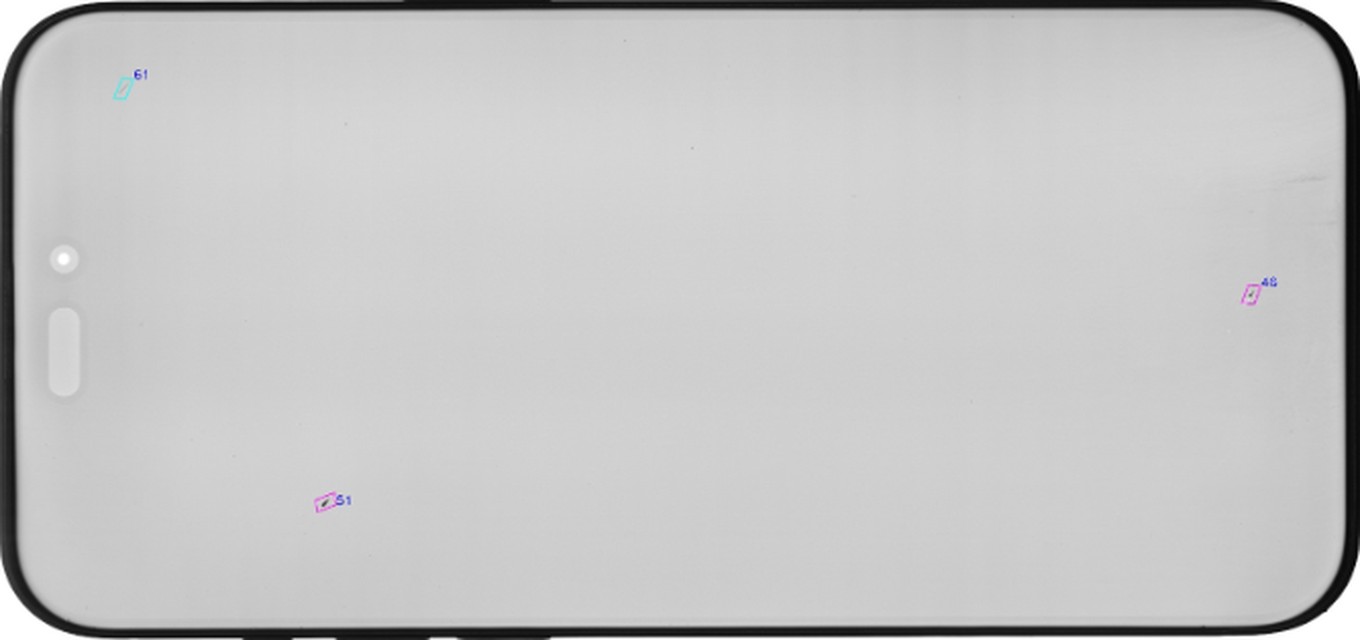 Vision capture of the display after polishing: three faint marks remain